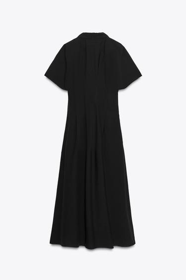 ZW COLLECTION POPLIN SHORT SLEEVE DRESS - Black by Zara - Image 6