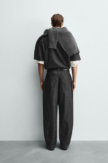Zara LIGHT PLEATED JEANS - Black - Image 0