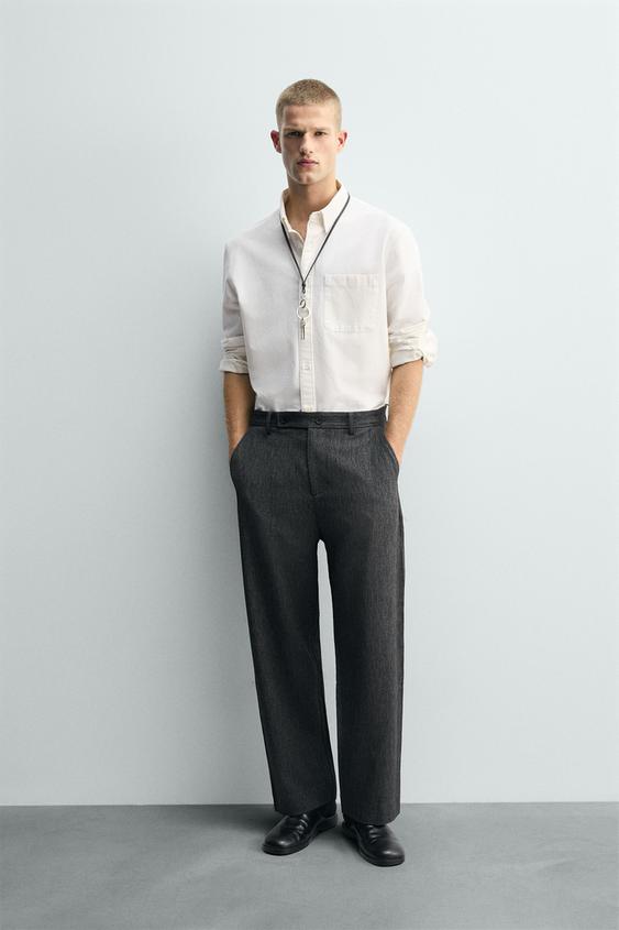 TEXTURED TAPERED FIT PANTS