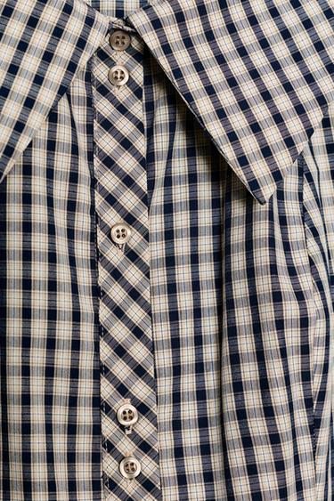 CHECK SHIRT WITH PETER PAN COLLAR - Brown-Blue by Zara - Image 9