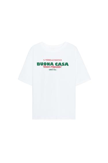 CAMISETA ESTAMPADO TEXTO - Blanco de Zara