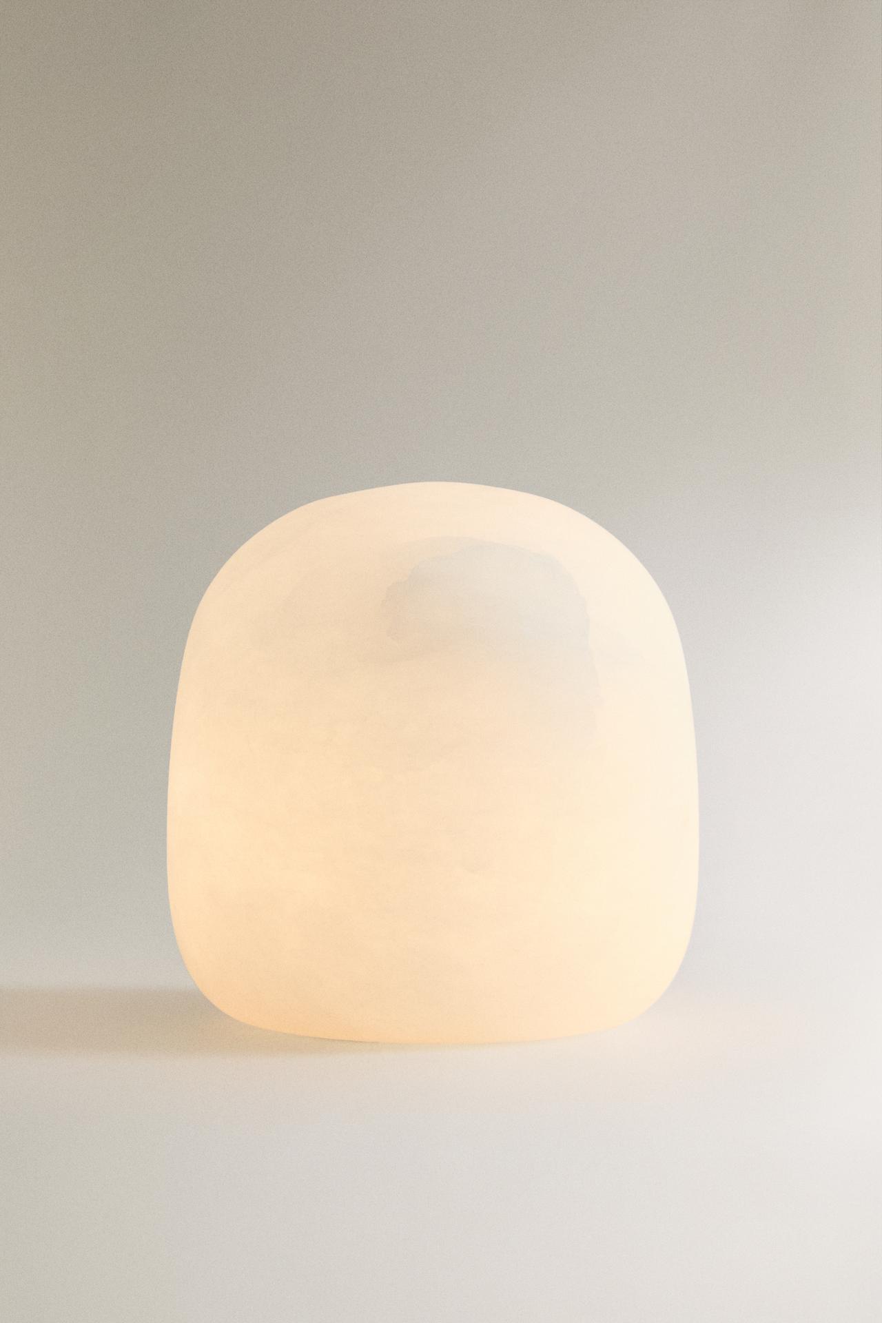 ALABASTER SEMI-OVAL TABLE LAMP — Ecru