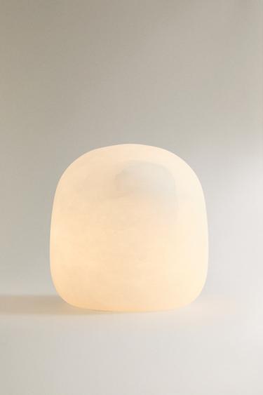 ALABASTER SEMI-OVAL TABLE LAMP — Ecru 2