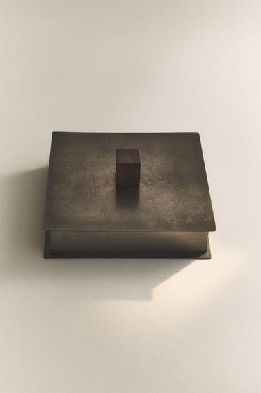 CAJA METÁLICA POMO MADERA - Gris de Zara