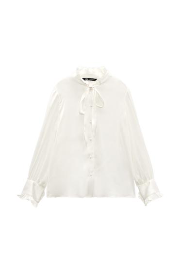 SATIN EFFECT ROMANTIC BLOUSE