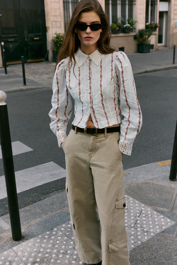 PRINTED GUIPURE BLOUSE