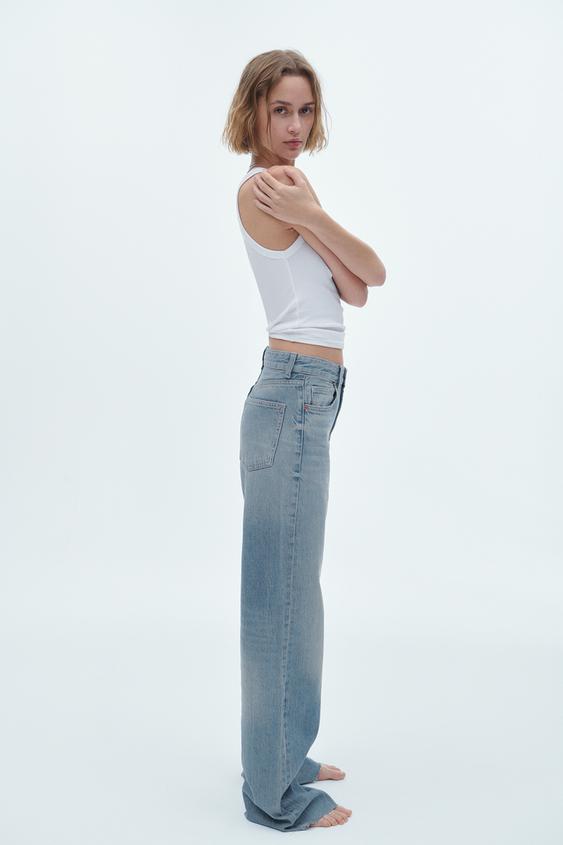 ZARA denim jeans corset wide streight leg jumpsuit Blue - $68 (23