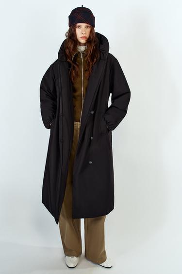 ANORAK ACOLCHADO CINTURÓN WATER REPELLENT WINDPROOF - Negro de Zara