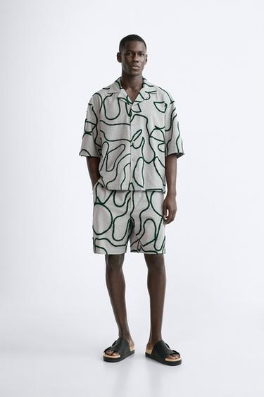 BERMUDA SEERSUCKER BRODÉ - Vert gris de Zara - Image 0