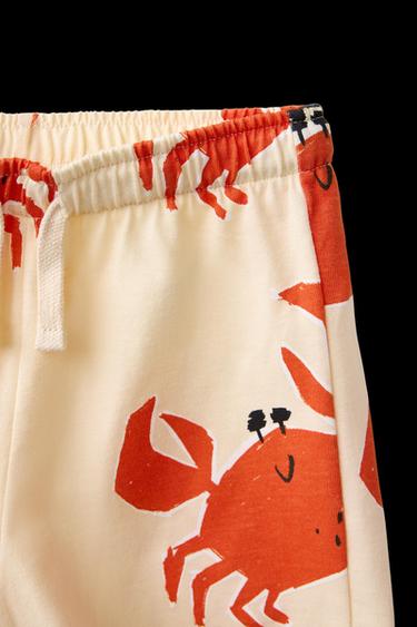 Zara CRAB T-SHIRT AND BERMUDA JOGGING SET - Mid-ecru