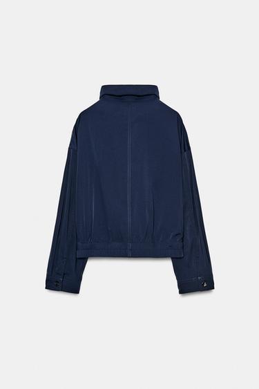 HIGH COLLAR JACKET WITH FLAP POCKETS - Navy blue by Zara - Image 7