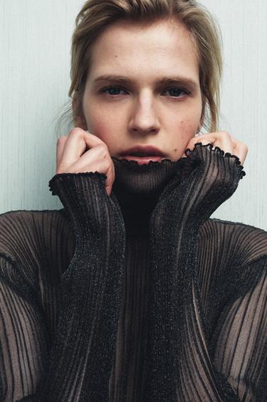 ΠΛΕΚΤΟ ΤΟΠ ΛΕΠΤΟ ΜΕ ΟΡΘΙΟ ΓΙΑΚΑ - Γκρι του Zara