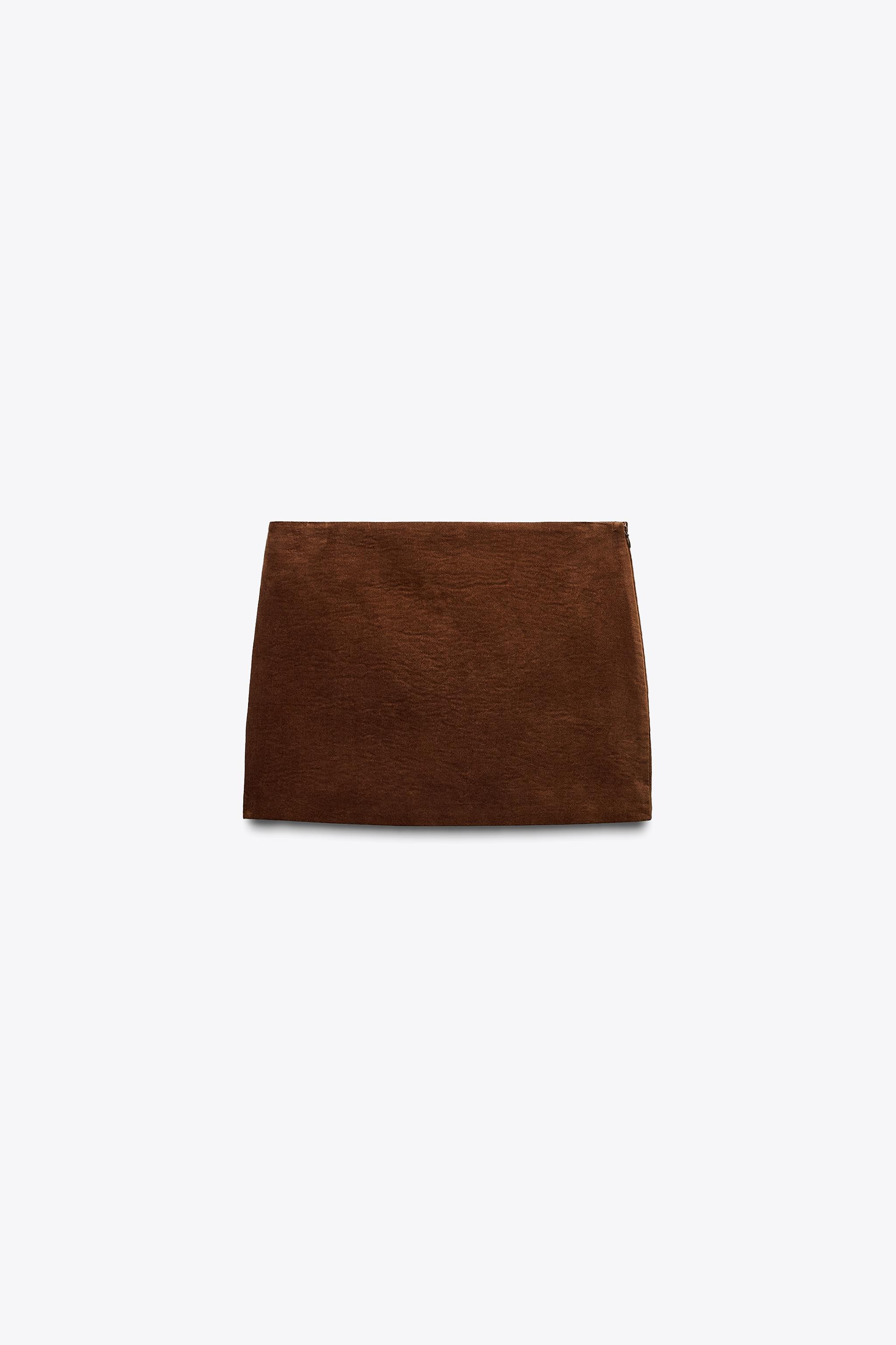 ベルベットミニスカート - ブラウン | ZARA Japan / 日本