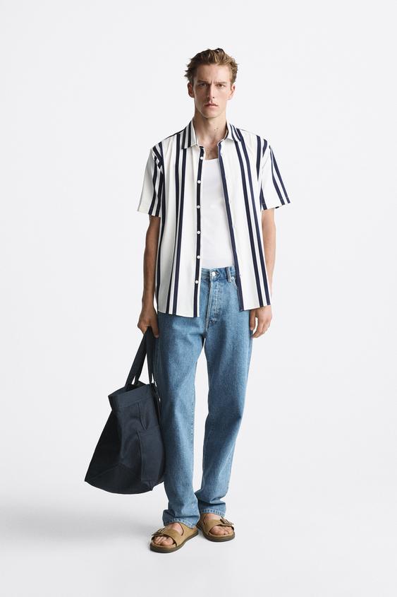 ELASTIC SHIRT WITH STRIPED PRINT - striped | ZARA South Africa
