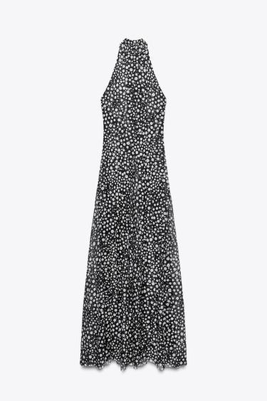 POLKA DOT HALTER DRESS - Black / White by Zara - Image 2