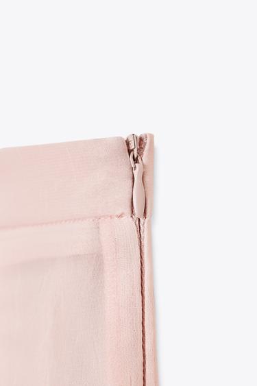 JUPE MI-LONGUE SEMI-TRANSPARENTE À SURPIQÛRES - Rose pastel de Zara - Image 8