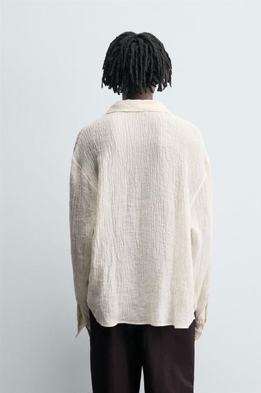 100% CRINKLED LINEN SHIRT - Ecru by Zara - Image 2