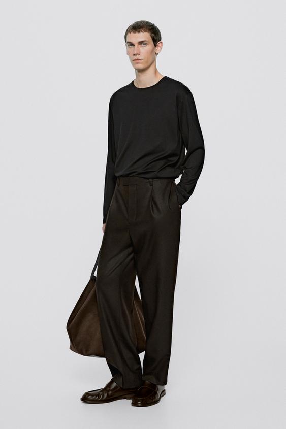 Zara 100% cotton long sleeve T-shirt - LIMITED EDITION - Black - Image 0