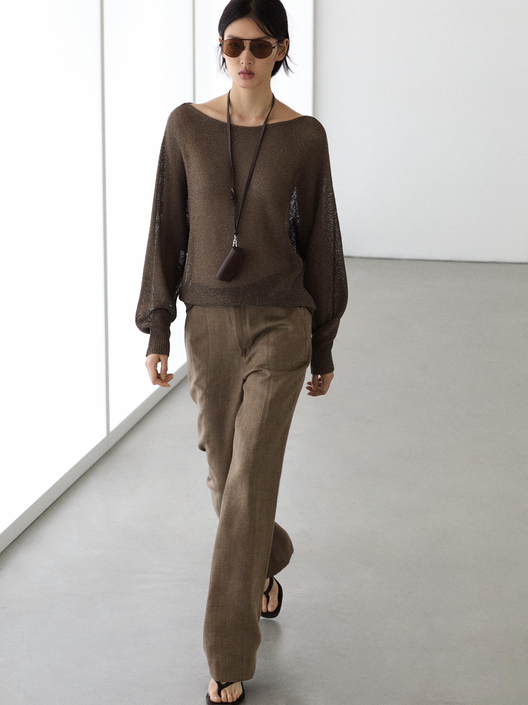 100% linen kick flare trousers