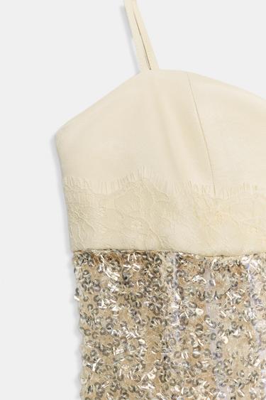 SEQUIN CORSETRY-INSPIRED TOP - Ecru by Zara - Image 7