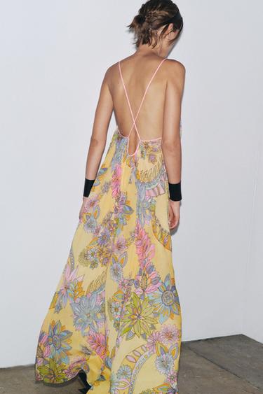 ROBE LONGUE IMPRIMÉE ZW COLLECTION - Jaune de Zara - Image 2