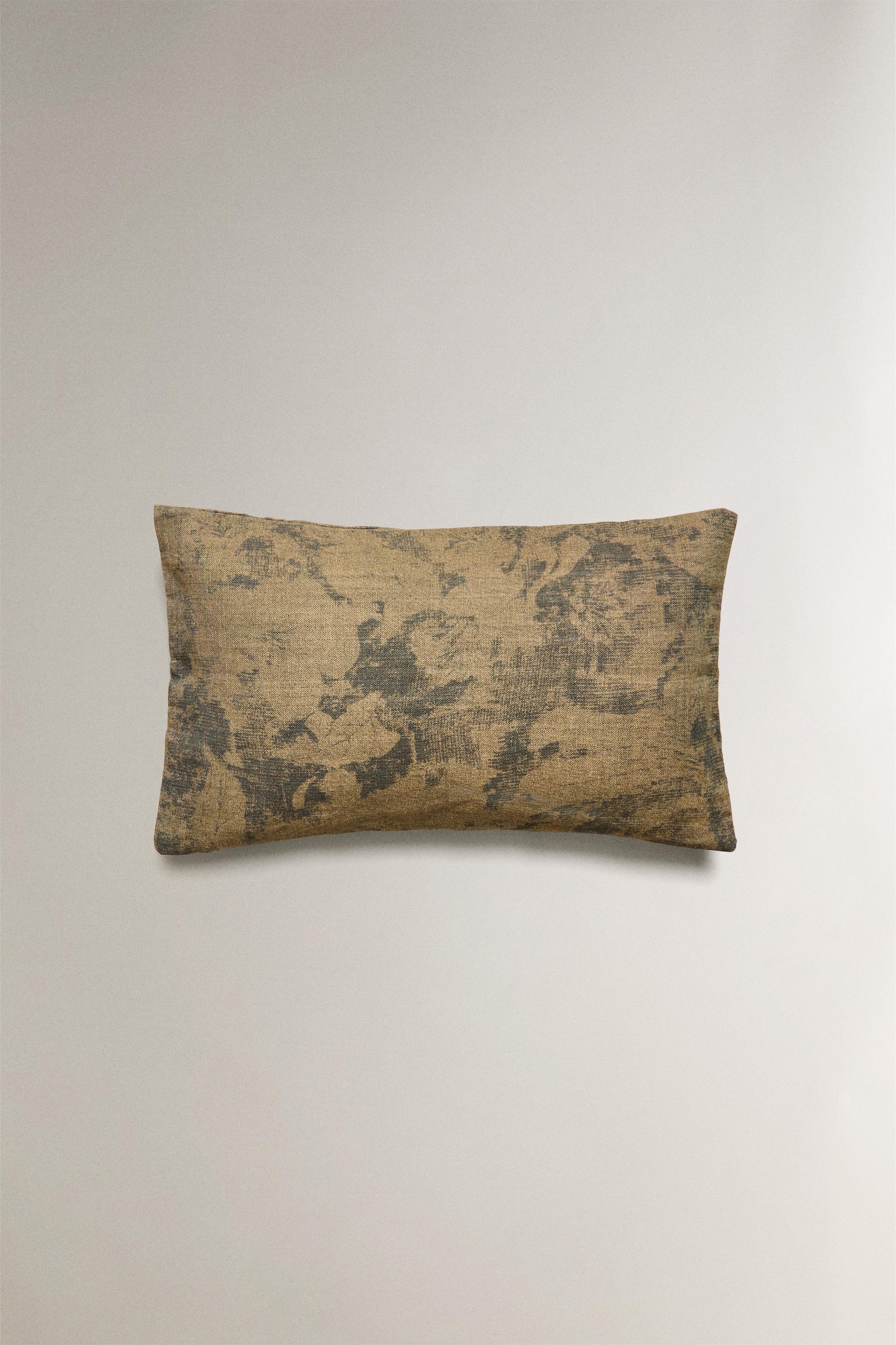 BRUSHED PRINT THROW PILLOW COVER