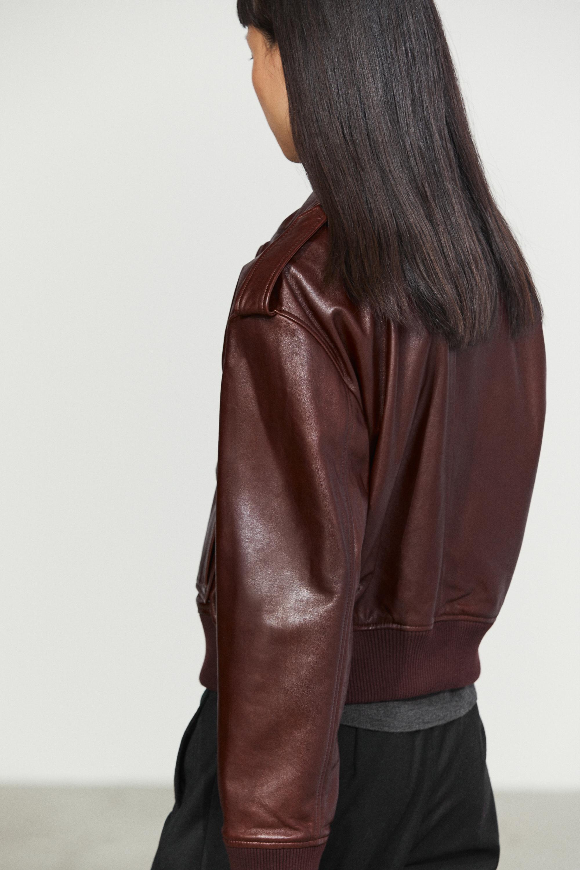 Nappa leather bomber jacket with pockets
