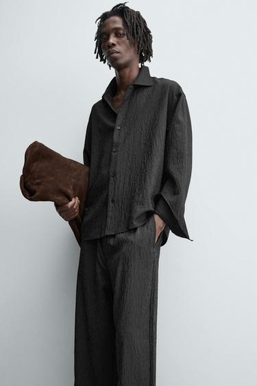 CHEMISE FLUIDE À RAYURES - Noir de Zara - Image 4