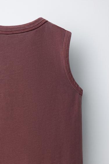 EMBROIDERED GARMENT DYED T-SHIRT - Burgundy by Zara - Image 3