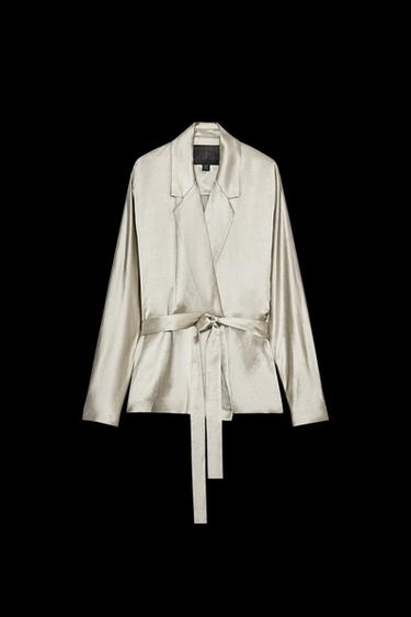 BLAZER SATINADA CINTURÓN ZW COLLECTION LIMITED EDITION - Piedra de Zara