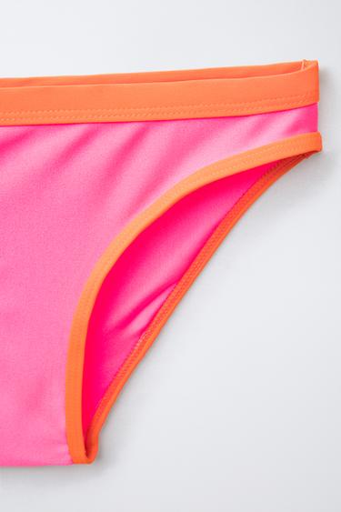 6-14 ANS/ BIKINI ASYMÉTRIQUE BRILLANT LISERÉS - Rose fluo de Zara - Image 3