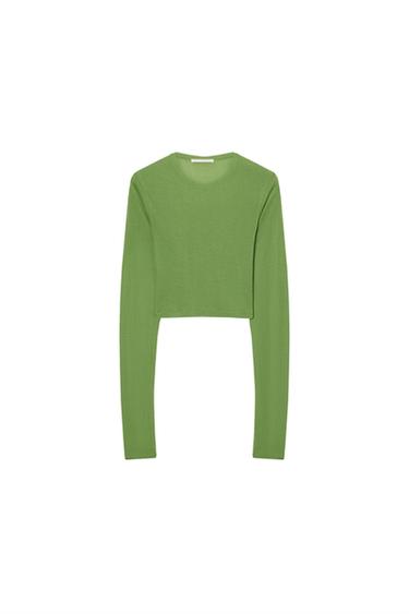SUPIMA® CROPPED T-SHIRT - Green by Zara