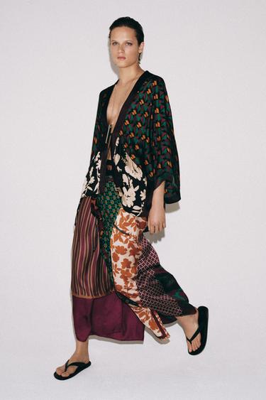 PRINTED SATIN KIMONO - Multicoloured by Zara - Image 3