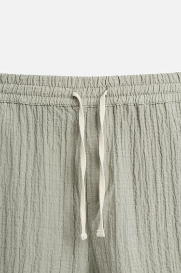 JACQUARD CRINKLE-EFFECT BERMUDA SHORTS - Light green by Zara - Image 7