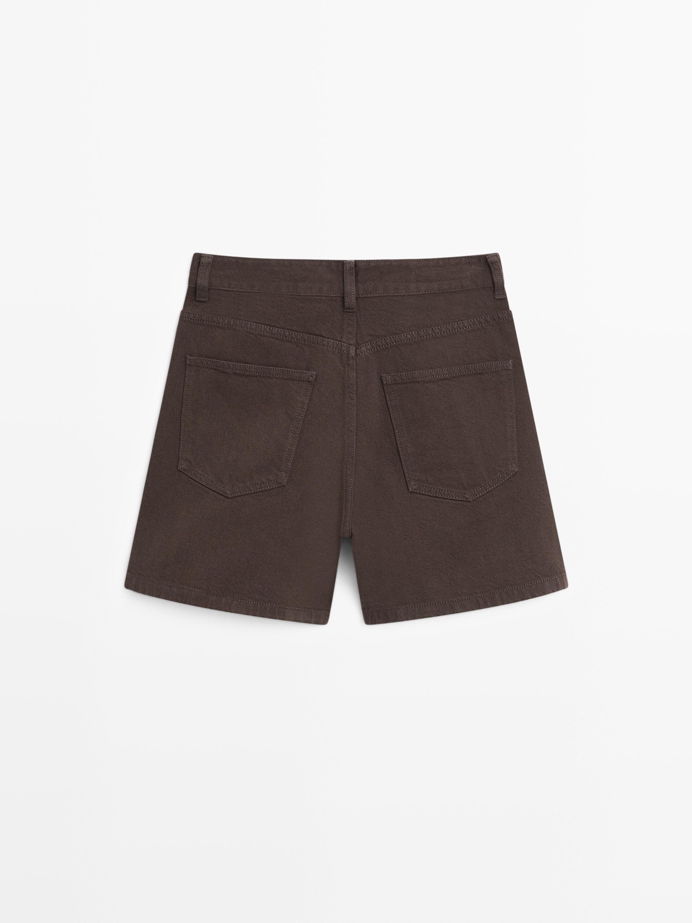 Mid-rise denim shorts