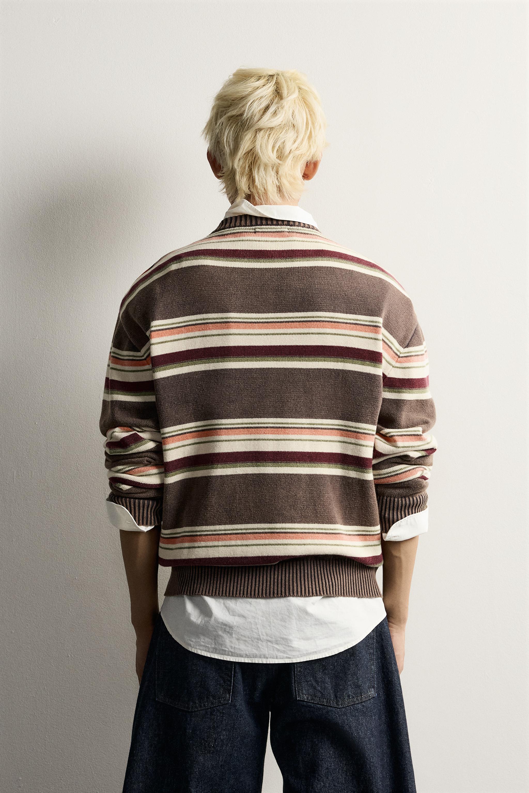 STRIPED EMBROIDERED JACQUARD SWEATER