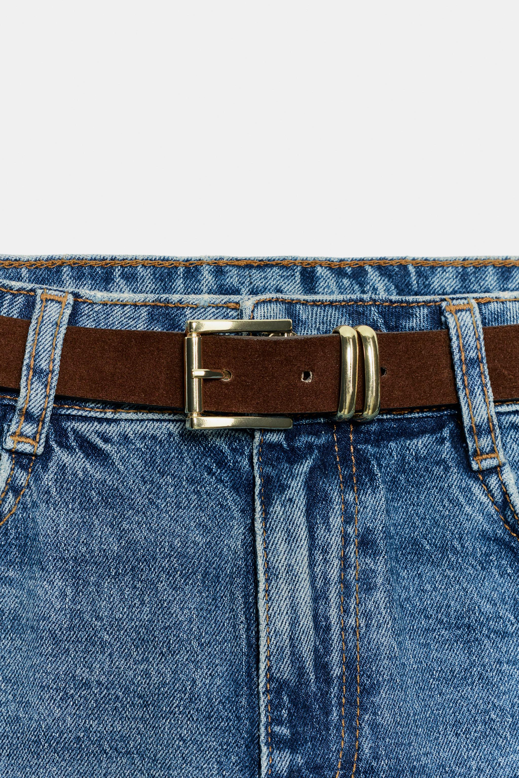 Женские джинсы Zara Z1975 HIGH-RISE CULOTTE JEANS WITH BELT — фото 6