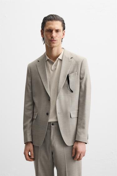 TEXTURED SUIT BLAZER - Sand by Zara
