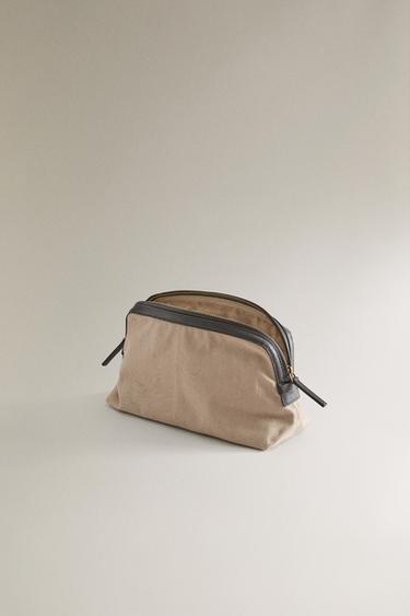 TROUSSE DE TOILETTE CANVAS CUIR - Gris taupe de Zara - Image 3