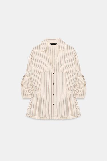 CHEMISE SAFARI À RAYURES - Écru de Zara - Image 4
