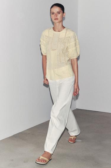 CAMISA ROMÂNTICA ZW COLLECTION - Amarelo-claro da Zara