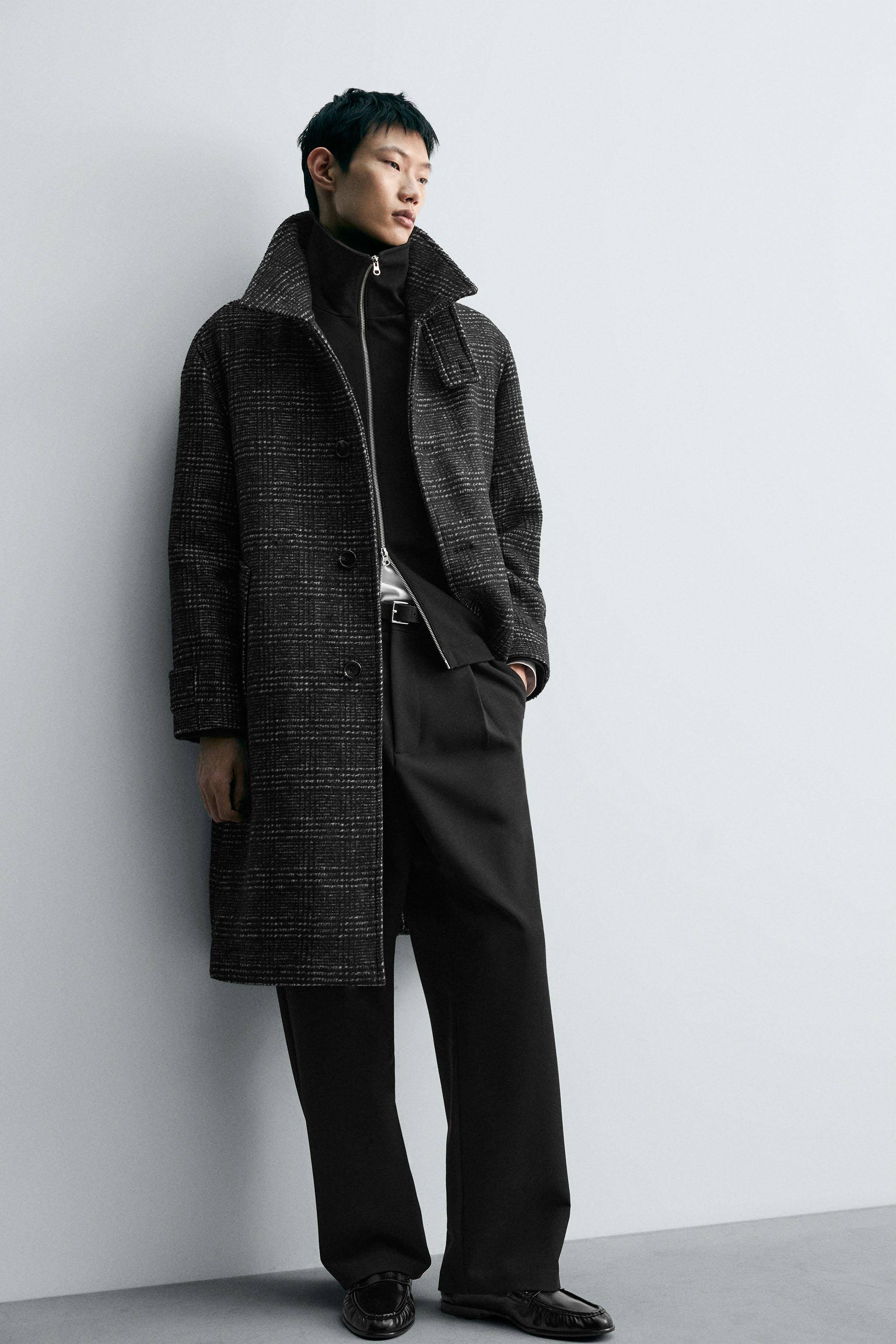 リラックスフィットチェック柄コート - グレーマール | ZARA Japan / 日本
