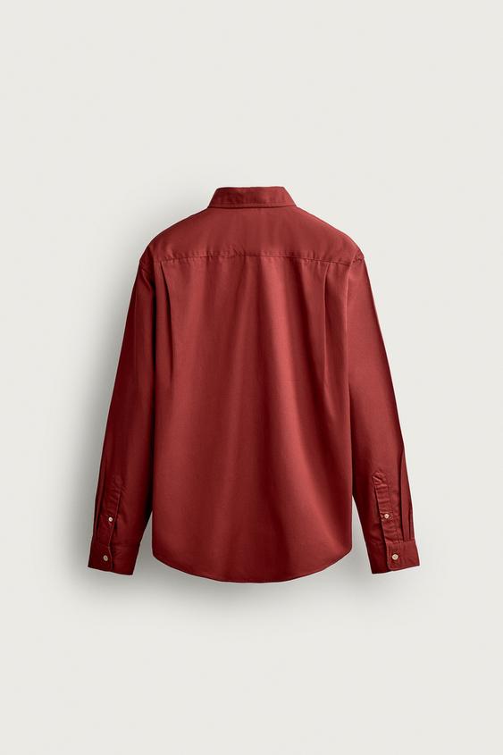 RELAXED FIT COTTON AND LYOCELL SHIRT - Red by Zara - Image 6