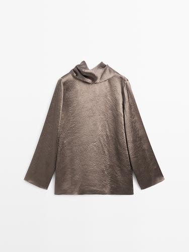 Blusa fluida satinada lazada - Gris de Zara