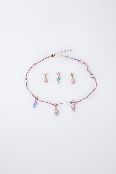 INTERCHANGEABLE MULTI-CHARM NECKLACE - Pink / Lilac by Zara - Image 4