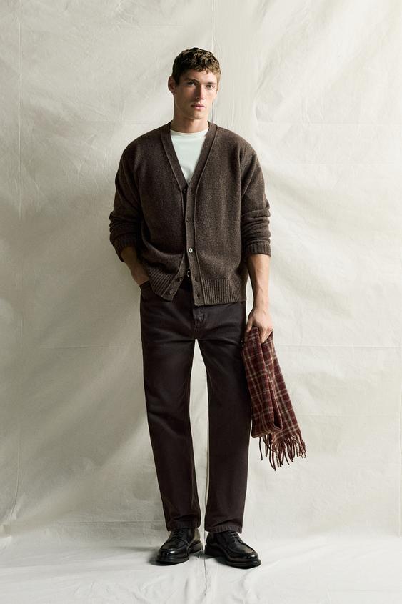 REGULAR FIT 100% CASHMERE CARDIGAN - Brown marl by Zara - Image 0