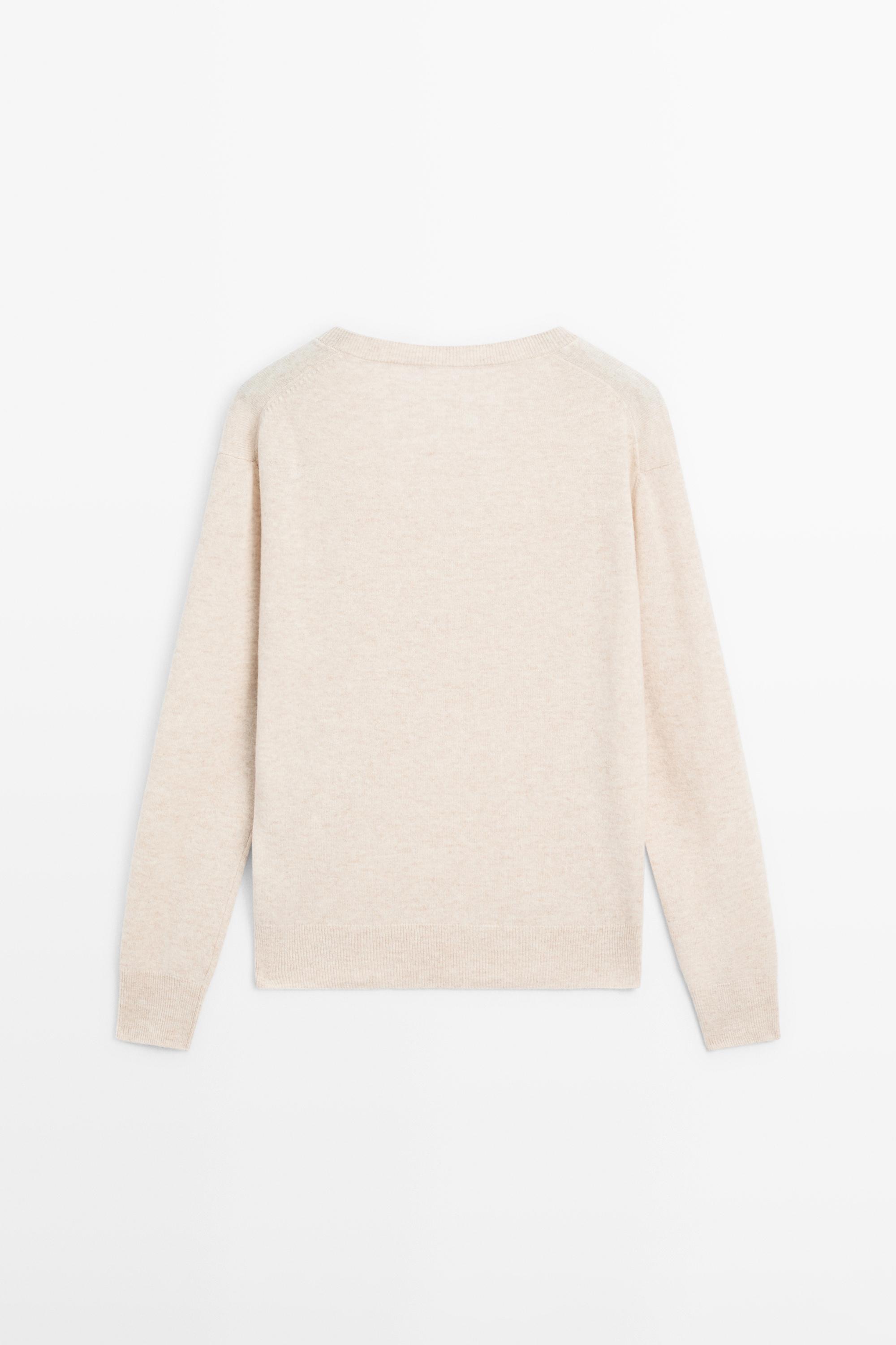 Pull à col en V maille de laine mélangée