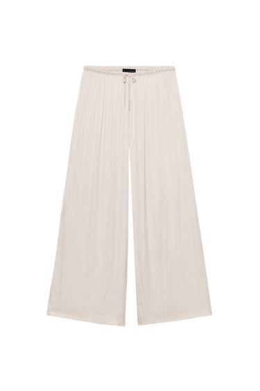 FLOWING PALAZZO TROUSERS - Stone by Zara