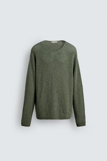 JERSEY CALADO RAYAS CONTRASTE - Verde agua de Zara