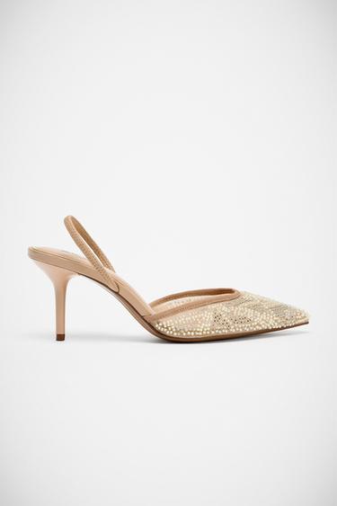 SLINGBACK SHOES WITH RHINESTONE DETAIL - Beige by Zara